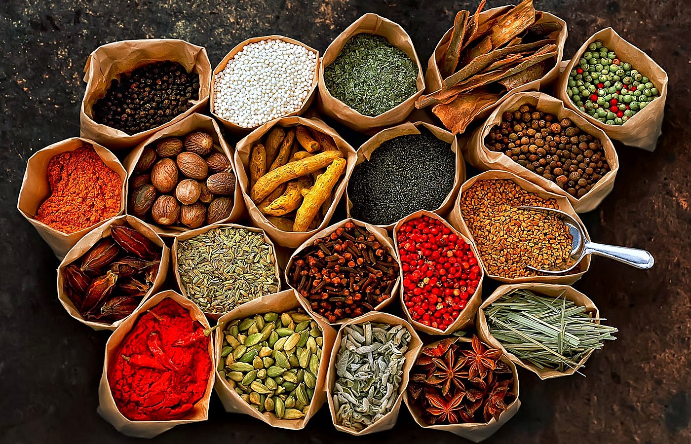 A colourful collection of Zanzibar spices